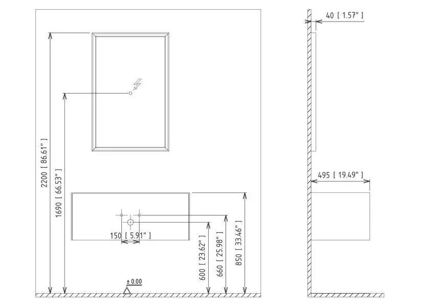 Зеркало Orka Cube LED 65x100см белый купить,517000