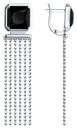 Серьги Diamant 94-321-02122-1 вес 6.17 г серебро, оникс купить,59594