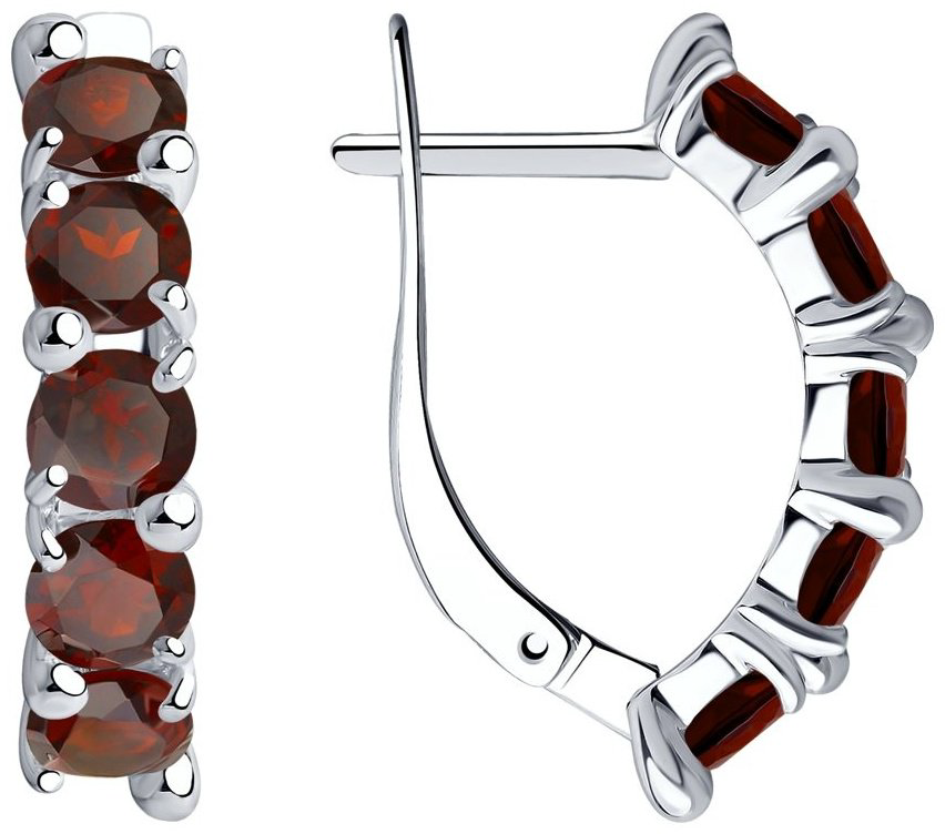 Серьги Diamant 94-320-00346-2 вес 3.49 г серебро, гранат купить,29754