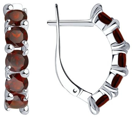 Серьги Diamant 94-320-00346-2 вес 3.51 г серебро, гранат купить,28621