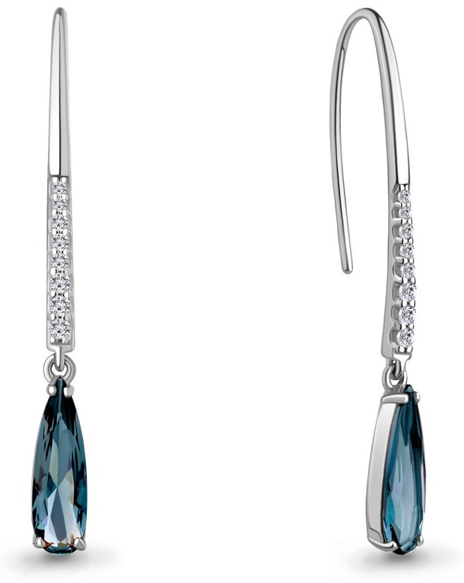 Серьги AQUAMARINE 4792793А вес 3.98 г серебро, нанотопаз купить,70794