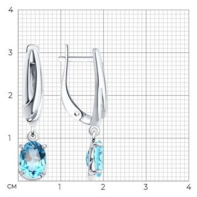Серьги Diamant 94-321-02682-1 вес 3.68 г серебро, топаз купить,24932