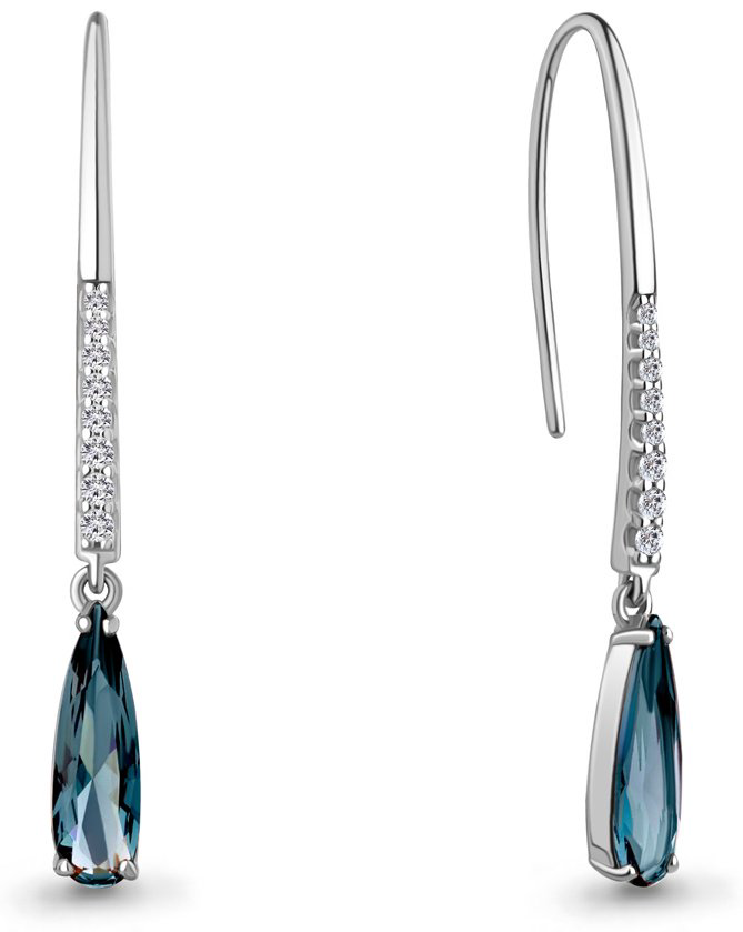 Серьги AQUAMARINE 4792793А.5 вес 3.98 г серебро, топаз купить,50849