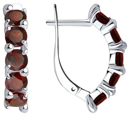 Серьги Diamant 94-320-00346-2 вес 3.53 г серебро, гранат купить,21864