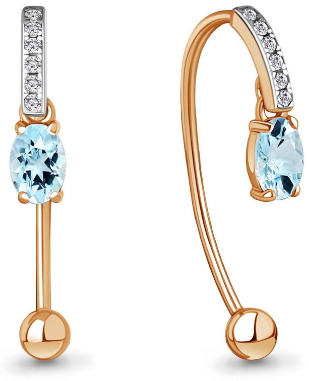 Серьги AQUAMARINE 4829602А вес 2.1 г серебро, топаз купить,NaN