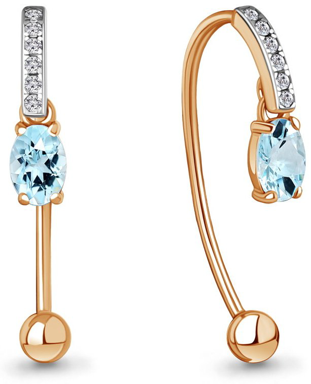 Серьги AQUAMARINE 4829602А вес 2.1 г серебро, топаз купить,NaN