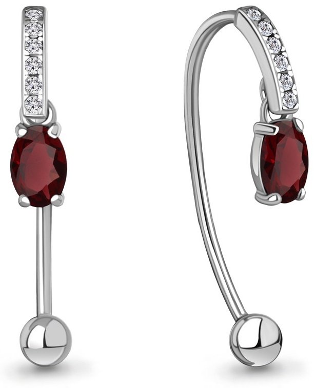 Серьги AQUAMARINE 4829603А вес 2.1 г серебро, гранат купить,NaN