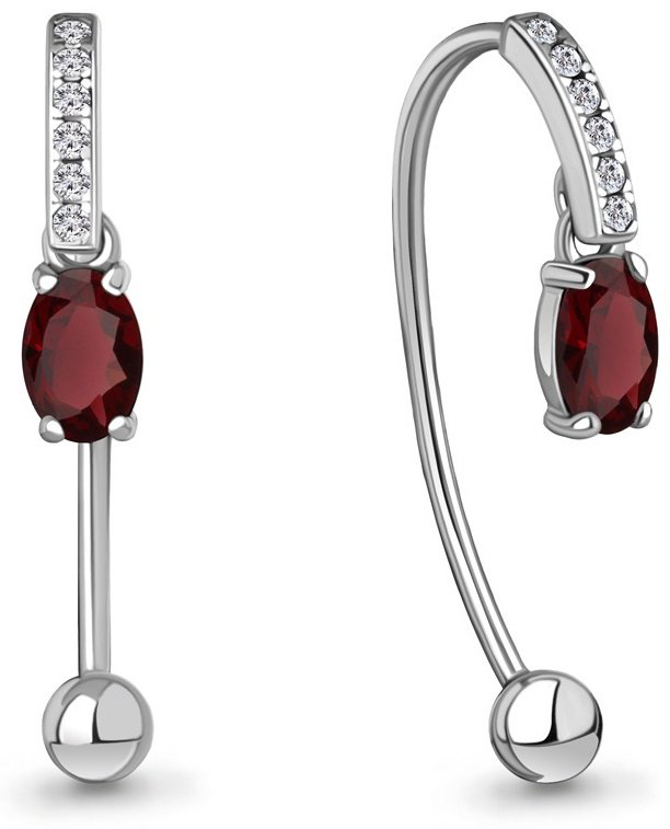 Серьги AQUAMARINE 4829603А вес 2.1 г серебро, гранат купить,NaN