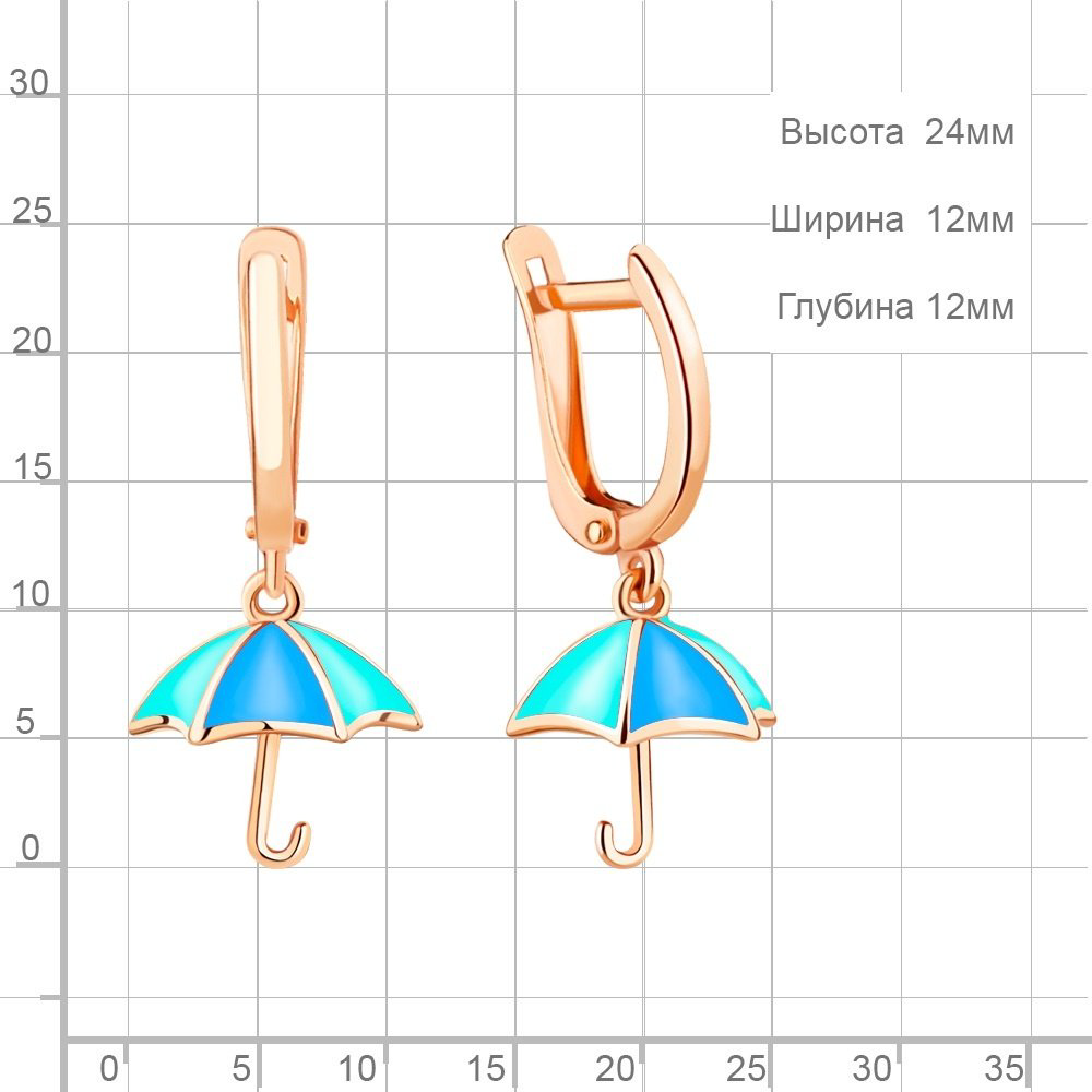 Серьги AQUAMARINE 34128.6 вес 3 г серебро, эмаль купить,24793