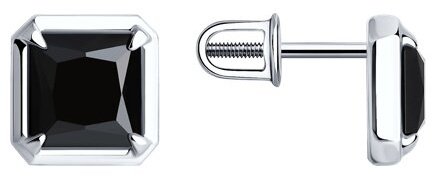 Серьги Diamant 94-322-01915-1 вес 2.22 г серебро, оникс купить,42623