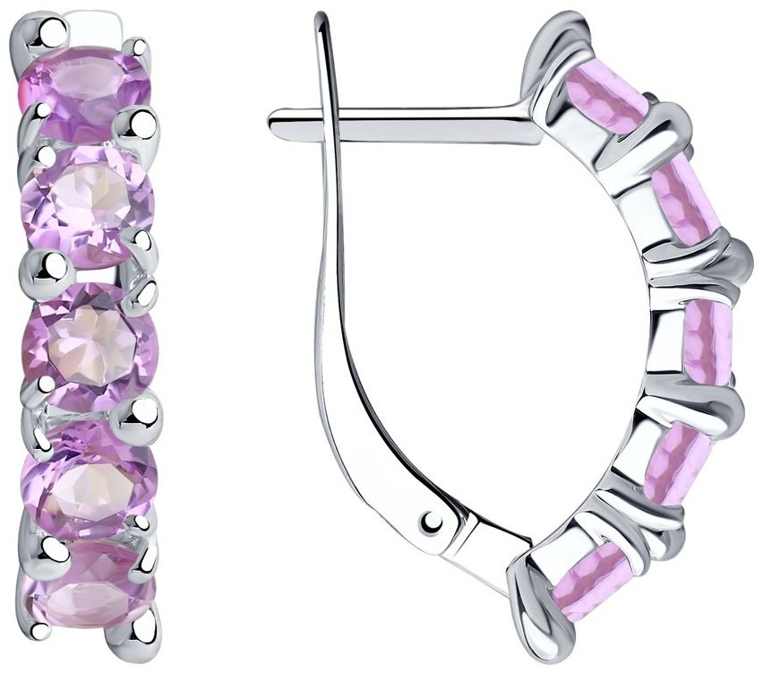 Серьги Diamant 94-320-00346-3 вес 3.37 г серебро, аметист купить,25407