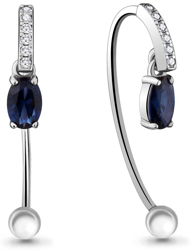 Серьги AQUAMARINE 48296АБ.5 вес 2.5 г серебро, наносапфир купить,16000