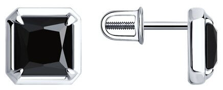 Серьги Diamant 94-322-01915-1 вес 2.22 г серебро, оникс купить,NaN