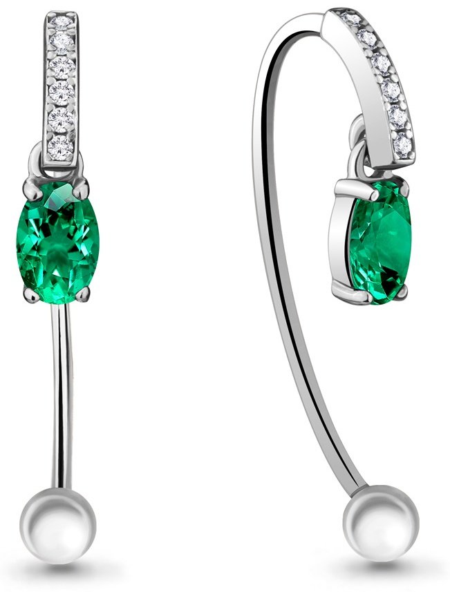 Серьги AQUAMARINE 48296АГ.5 вес 1.96 г серебро, наноизумруд купить,32832
