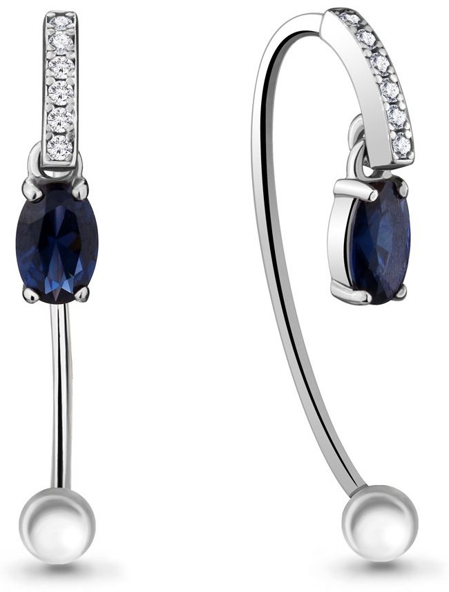Серьги AQUAMARINE 48296Б.5 вес 2.2 г серебро, наносапфир купить,22023