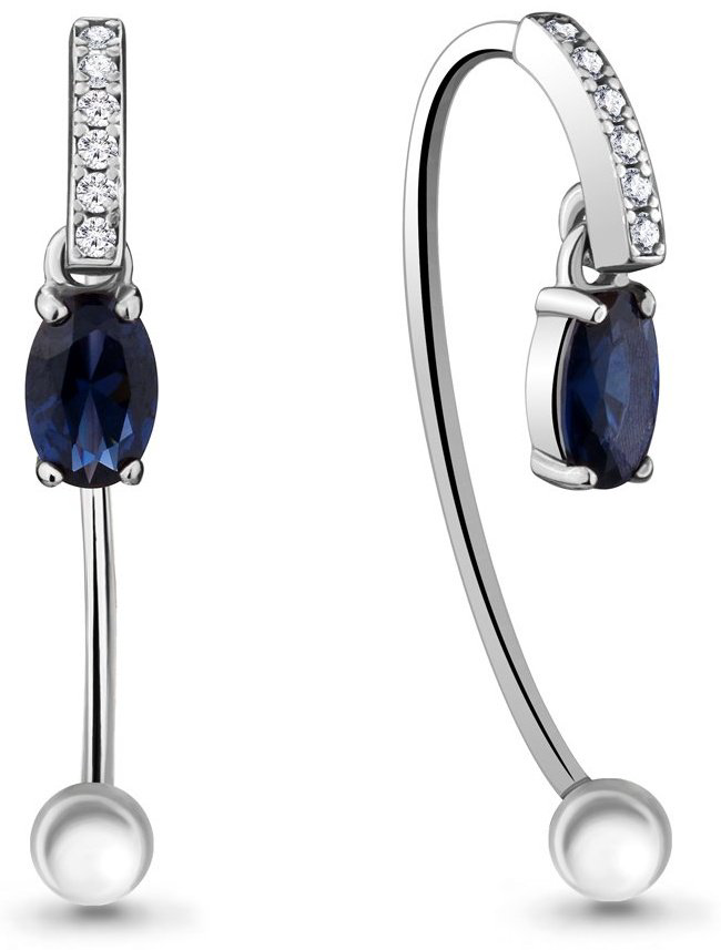 Серьги AQUAMARINE 48296Б.5 вес 2.2 г серебро, наносапфир купить,22023