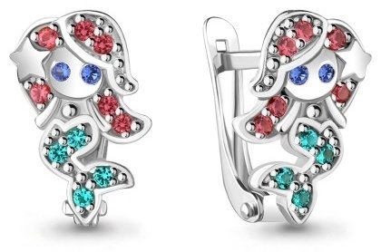 Серьги AQUAMARINE 48658БВГ вес 2.15 г серебро, эмаль