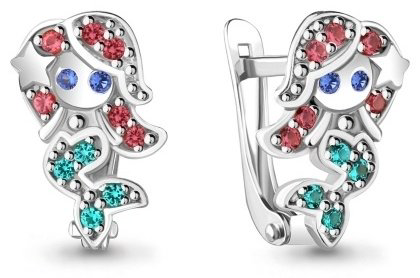 Серьги AQUAMARINE 48658БВГ вес 2.15 г серебро, эмаль