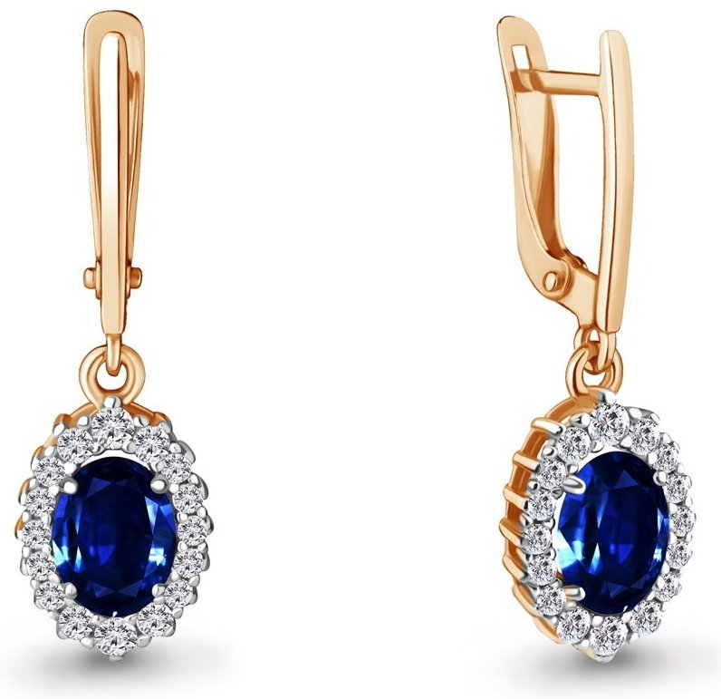 Серьги AQUAMARINE 49304АБ вес 2.57 г серебро, наносапфир купить,28395