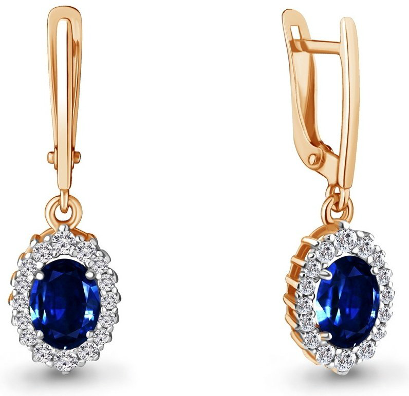Серьги AQUAMARINE 49304АБ вес 2.57 г серебро, наносапфир купить,28395