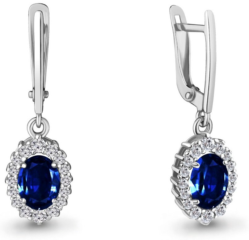 Серьги AQUAMARINE 49304АБ вес 2.86 г серебро, сапфир купить,17837