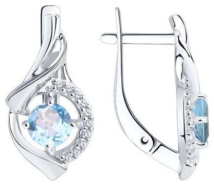 Серьги Diamant 94-320-00379-1 вес 3.31 г серебро, топаз купить,18157