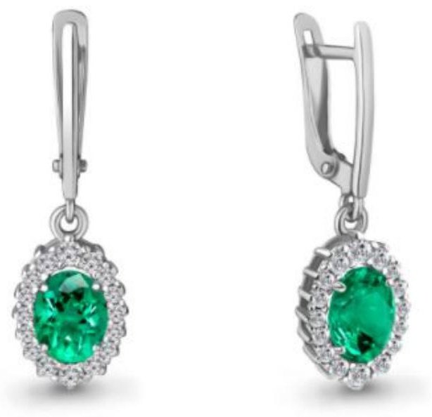 Серьги AQUAMARINE 49304АГ.5 вес 2.8 г серебро, наноизумруд купить,30671