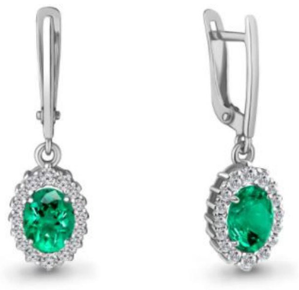 Серьги AQUAMARINE 49304АГ.5 вес 2.8 г серебро, наноизумруд купить,30671