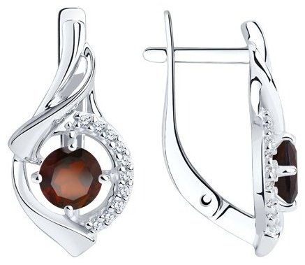 Серьги Diamant 94-320-00379-2 вес 3.38 г серебро, гранат купить,25650