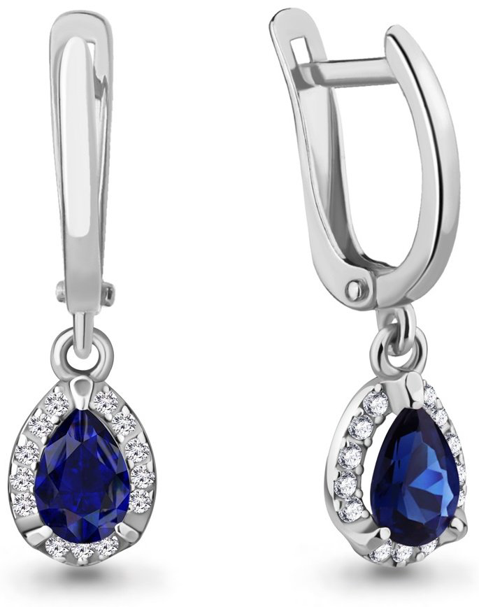 Серьги AQUAMARINE 49342АБ.5 вес 1.76 г серебро, наносапфир купить,22023