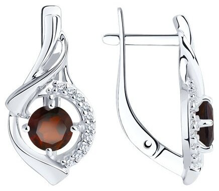 Серьги Diamant 94-320-00379-2 вес 3.4 г серебро, гранат купить,24055