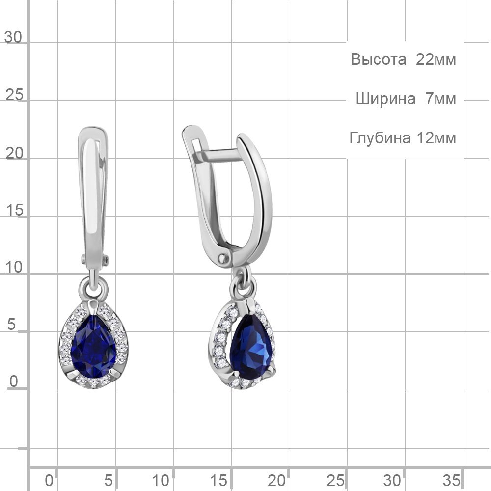 Серьги AQUAMARINE 49342АБ.5 вес 1.76 г серебро, наносапфир купить,22023