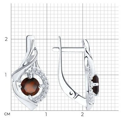Серьги Diamant 94-320-00379-2 вес 3.4 г серебро, гранат купить,24055