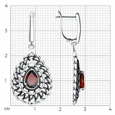 Серьги Diamant 95-321-01727-1 вес 3.8 г серебро, гранат купить,24857