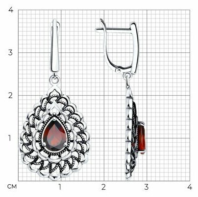 Серьги Diamant 95-321-01727-1 вес 3.8 г серебро, гранат купить,24857