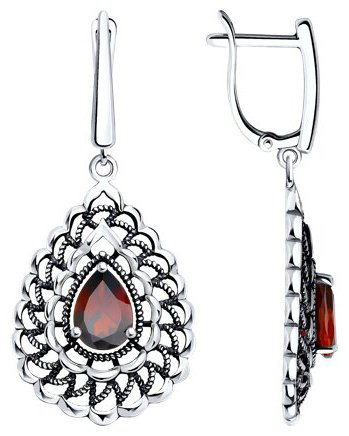 Серьги Diamant 95-321-01727-1_s вес 3.51 г серебро, гранат купить,19391