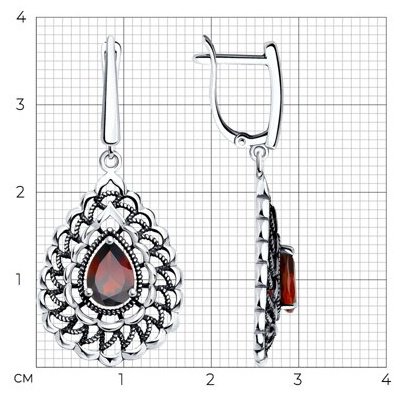 Серьги Diamant 95-321-01727-1_s вес 3.51 г серебро, гранат купить,19391