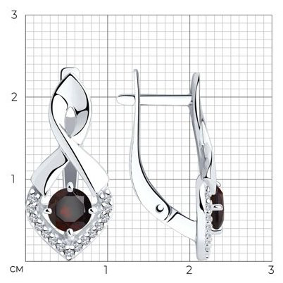 Серьги Diamant 94-320-00380-2 вес 3.57 г серебро, гранат купить,26676