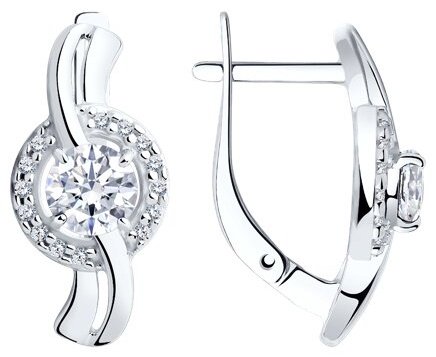 Серьги Diamant D94-120-00023-1A вес 2.9 г серебро, фианит купить,22572