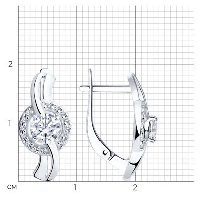Серьги Diamant D94-120-00023-1A вес 2.9 г серебро, фианит купить,22572