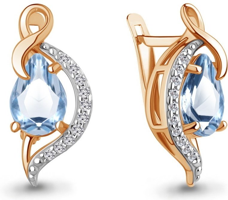 Серьги AQUAMARINE 4960105А вес 3.22 г серебро, топаз купить,63023