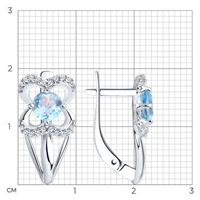 Серьги Diamant 94-320-00381-1 вес 2.92 г серебро, топаз купить,17796