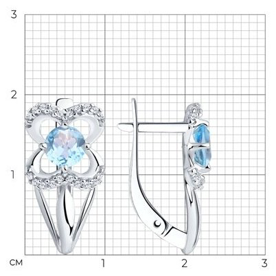 Серьги Diamant 94-320-00381-1 вес 2.92 г серебро, топаз купить,17796