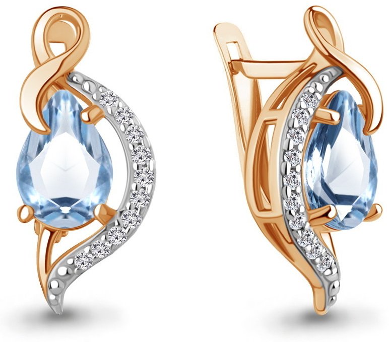 Серьги AQUAMARINE 4960105А вес 3.58 г серебро, топаз купить,54712
