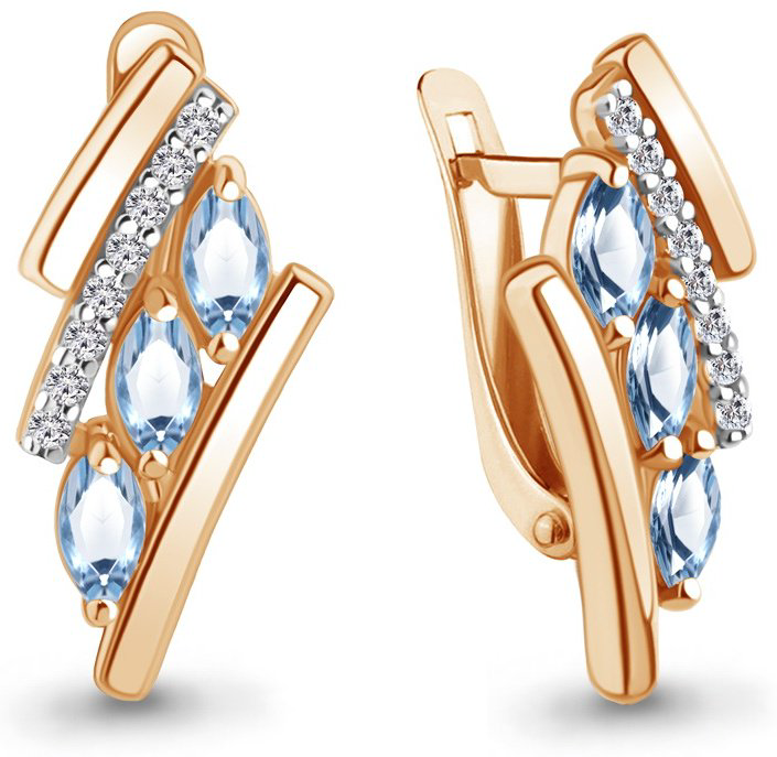 Серьги AQUAMARINE 4968705А вес 3.3 г серебро, топаз купить,57482