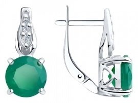 Серьги Diamant 94-320-00408-1 вес 3.55 г серебро, агат купить,26676