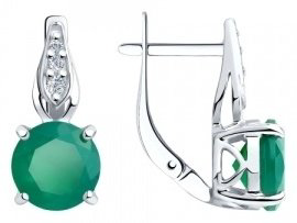 Серьги Diamant 94-320-00408-1 вес 3.55 г серебро, агат купить,26676