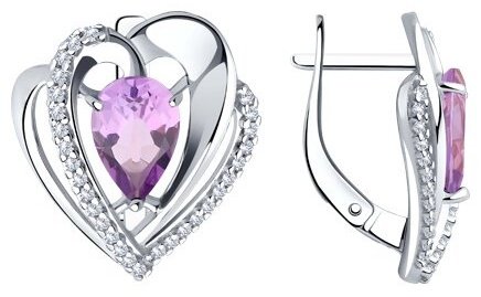 Серьги Diamant 94-320-00545-3 вес 4.14 г серебро, аметист купить,NaN