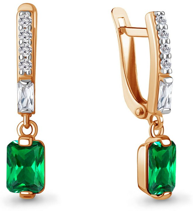 Серьги AQUAMARINE 49828АГ вес 2.68 г серебро, наноизумруд купить,30858