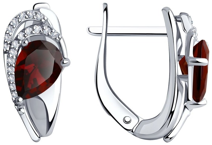 Серьги Diamant 94-320-00548-2 вес 2.79 г серебро, гранат купить,25650